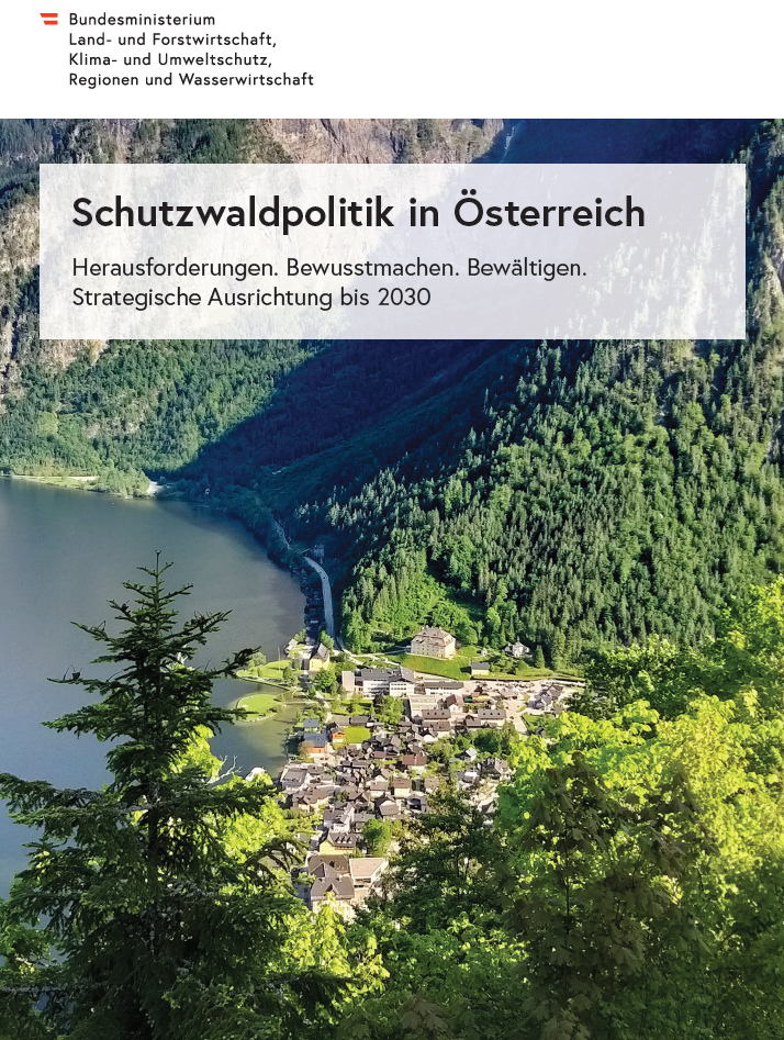Deckblatt der Broschüre Schutzwaldpolitik in Österreich 
