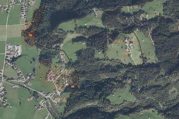 Kartenausschnitt des braunen Hinweisbereichs in Ramsau im Zillertal