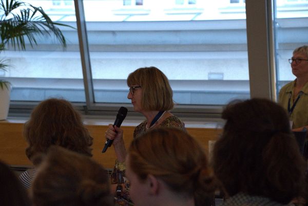 audience member with microphone