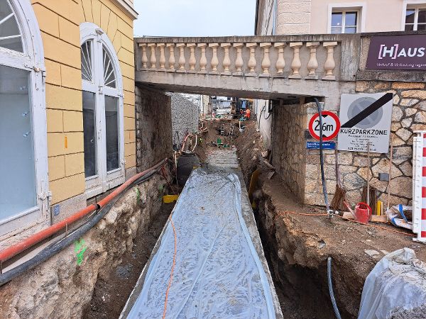 Bauarbeiten am Schossbach im Bereich Getreidemarkt 