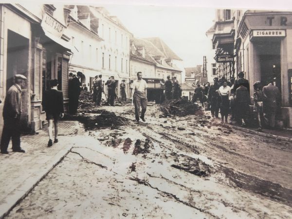 Hochwasser am Schossbach 1955