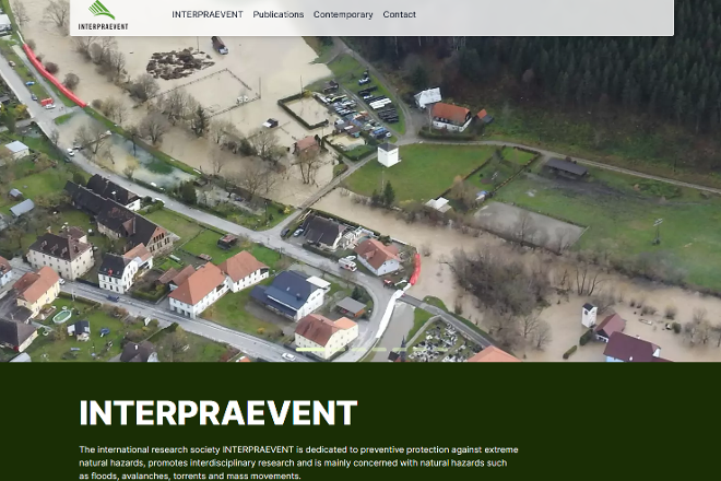 Startseite der Webseite der Forschungsgesellschaft INTERPRAEVENT 