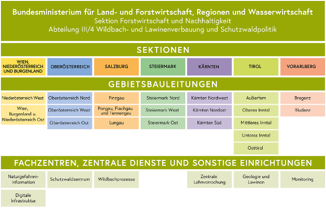 Organigramm der Wildbach- und Lawinenverbauung