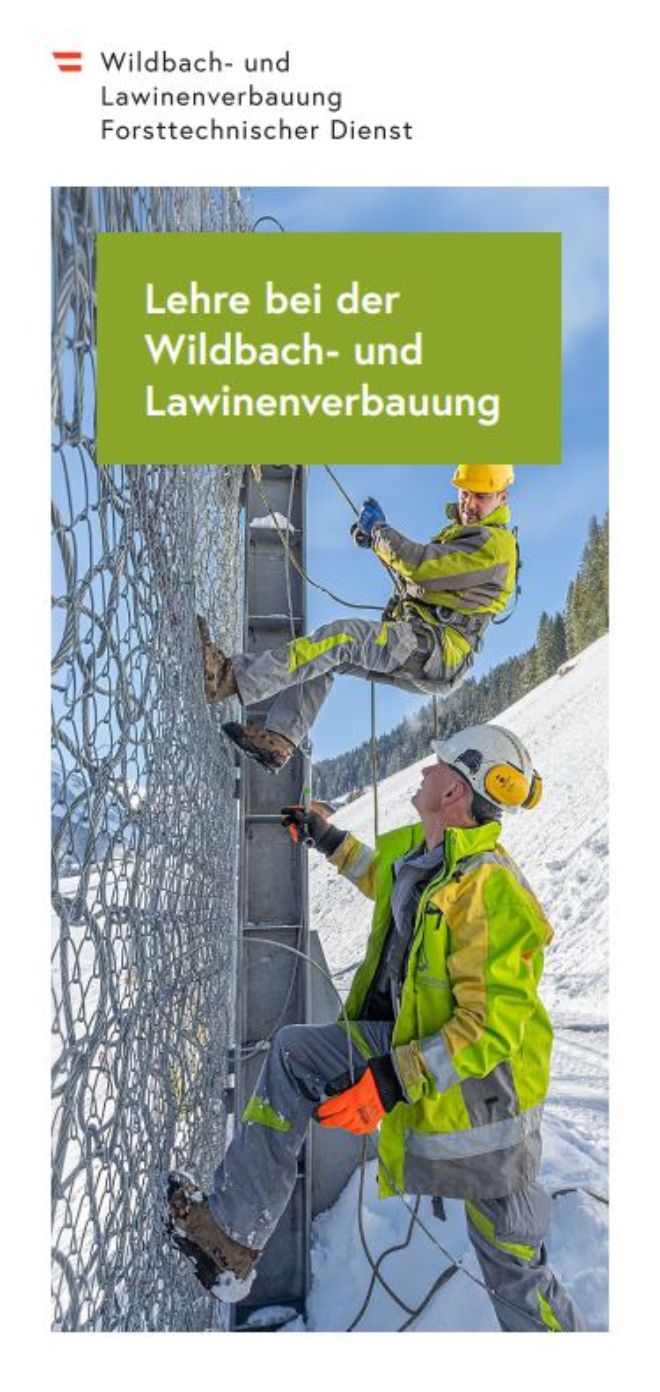 Cover des Klappfolders: Lehre bei der Wildbach und Lawinenverbuung 
